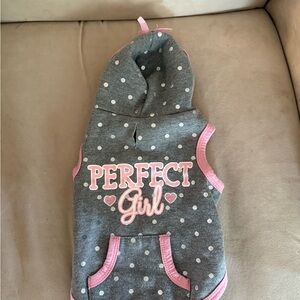 Gray Polka Dot Dog Hoodie with Pink Accents